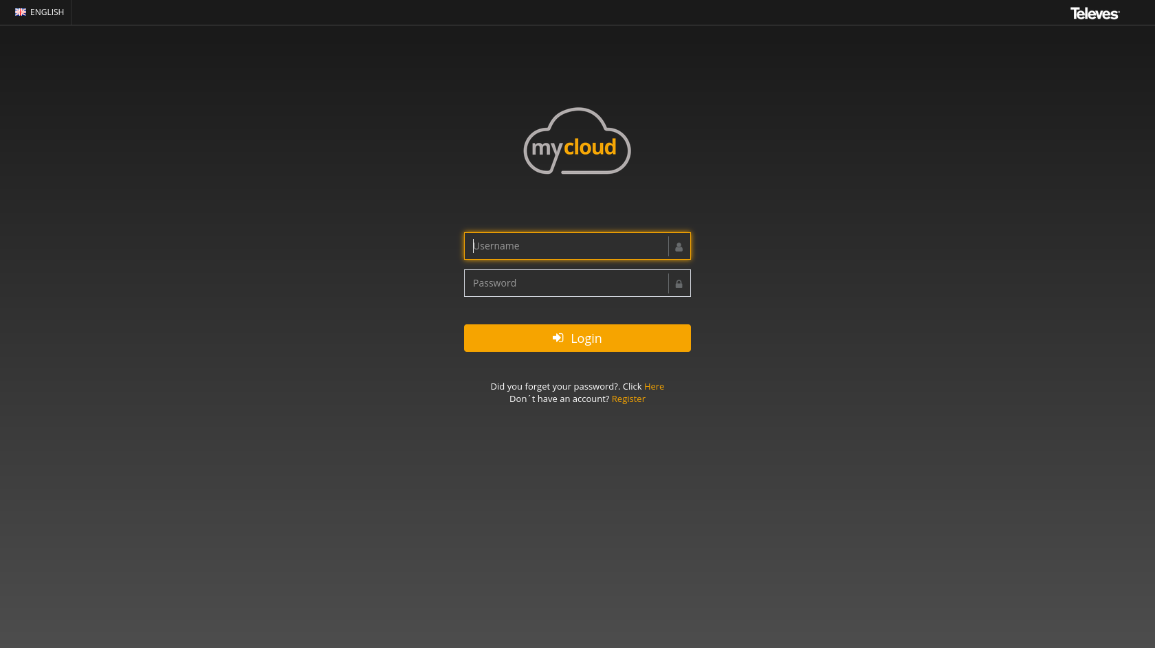 Accès au portail MyCloud : insérez votre compte utilisateur (celui que vous avez utilisé pour enregistrer vos mesureurs)