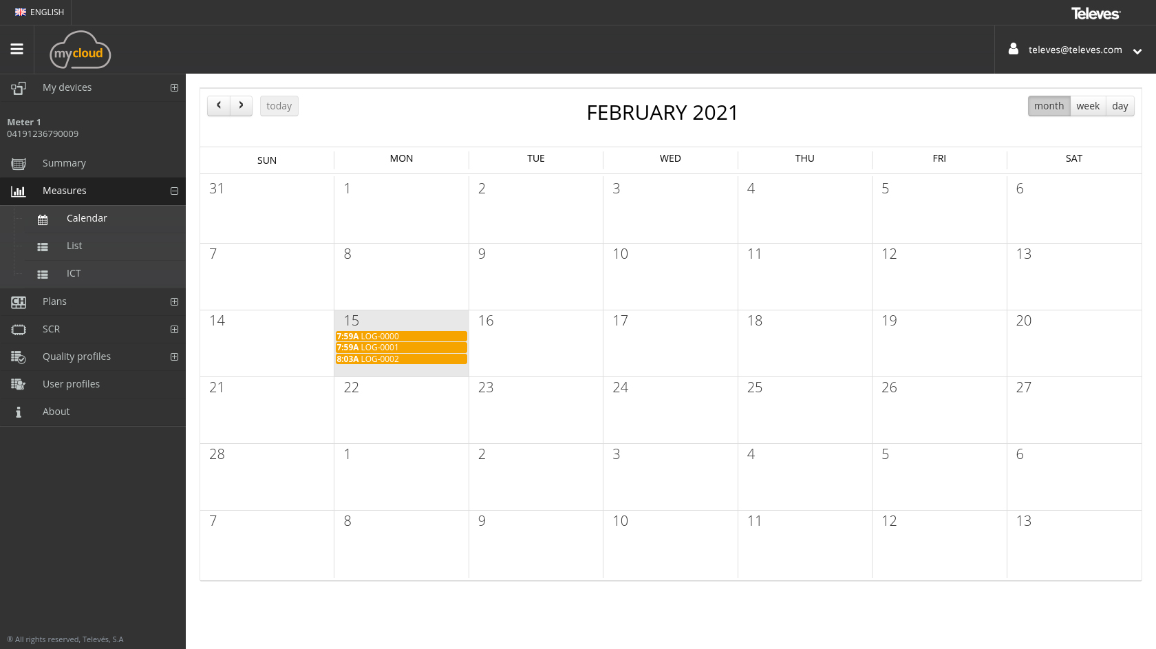 Display your measurement history in a calendar layout